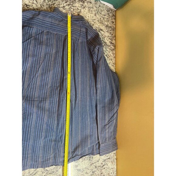 National Outfitters Mens XL Blue Striped Button-Up Long Sleeve Shirt Gorpcore - Picture 7 of 8